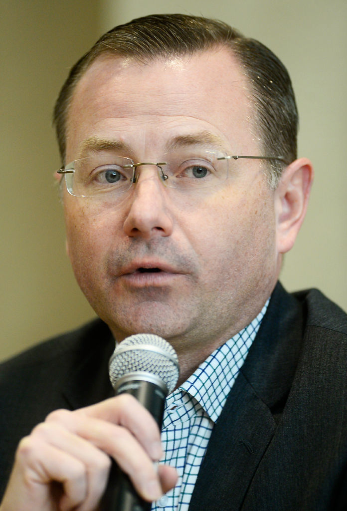 Brian Treece speaks during a candidate forum hosted by the Columbia Disabilities Commission